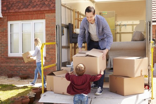 Loading furniture into a hire removal truck
