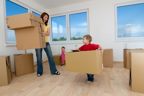 Careful lifting of boxes during an Eastcote man and van service